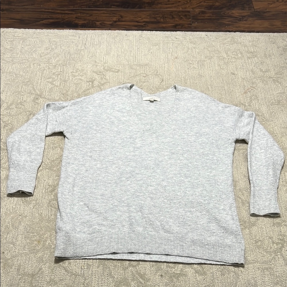 LOFT Gray V-Neck Sweater